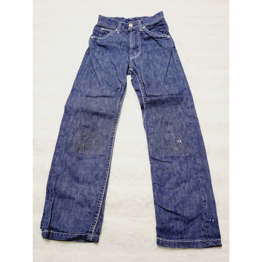 Vintage 50s Farah Of Texas Gold Strikes Knees Patch Cowboy USA Jeans Kids Sz 7